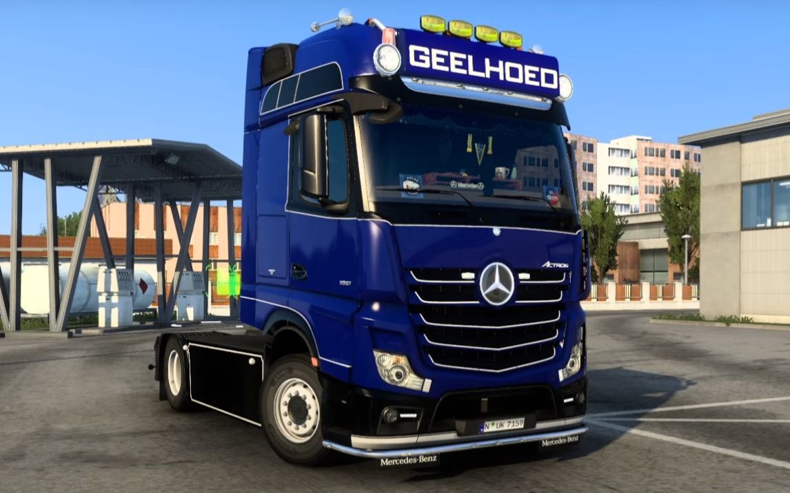 欧卡2Mod:“蓝武士”GEELHOED定制梅奔MP4整车 Actros MP4 GigaSpace Geelhoed Edition ETS2 MOD单机游戏热门视频