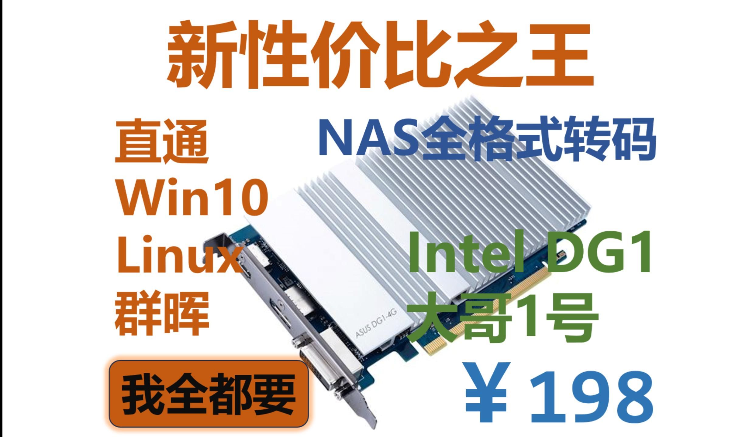 全网首发!NAS独显转码新王晋级, Intel DG1驱动适配计划第一阶段完成!哔哩哔哩bilibili