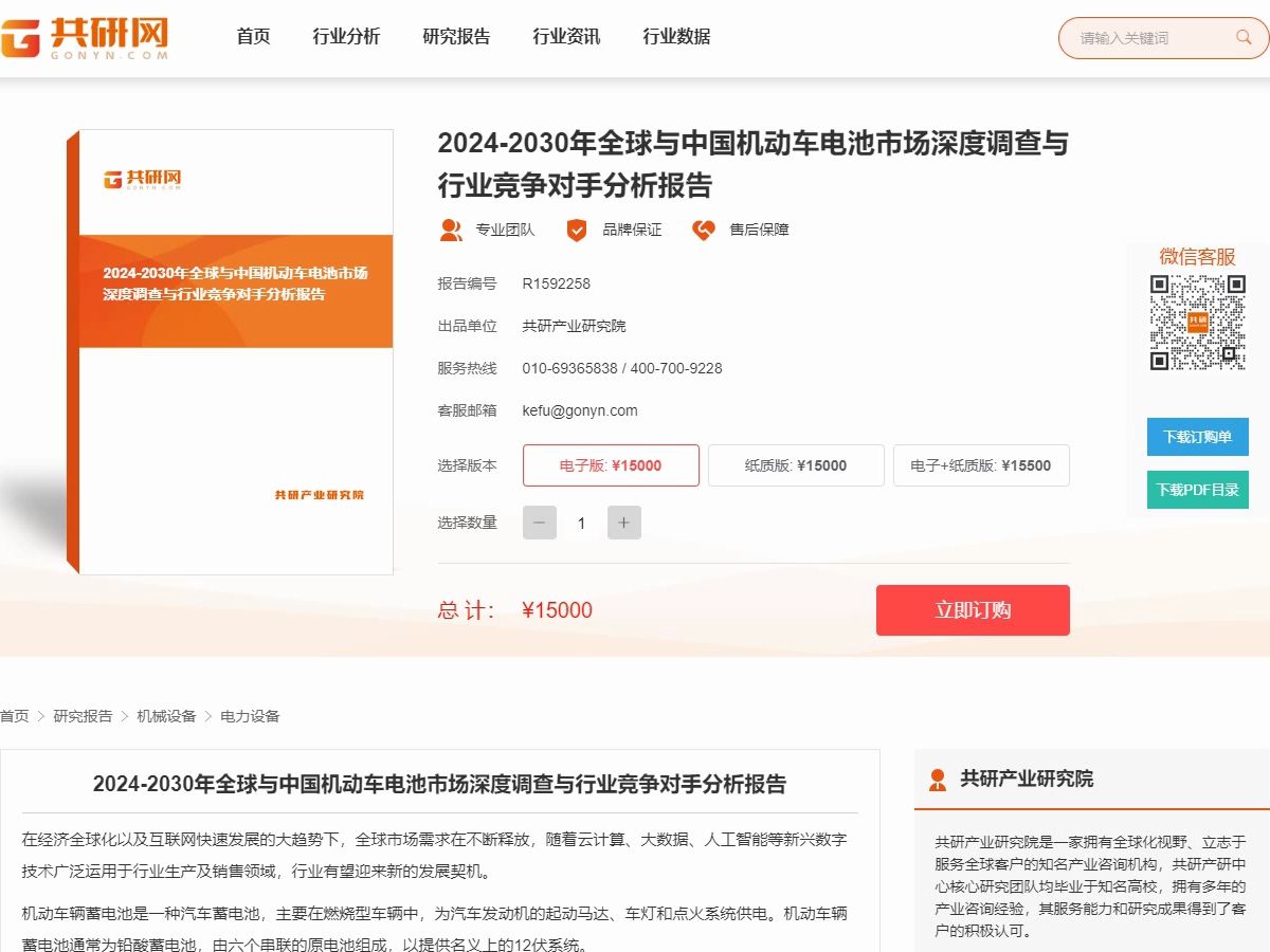 共研市场规模全球与中国机动车电池市场深度调查与行业竞争对手分析报告哔哩哔哩bilibili