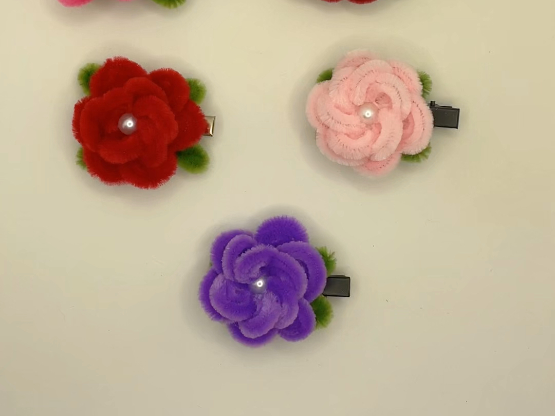 扭扭棒山茶花发夹教程,好看的手工发夹