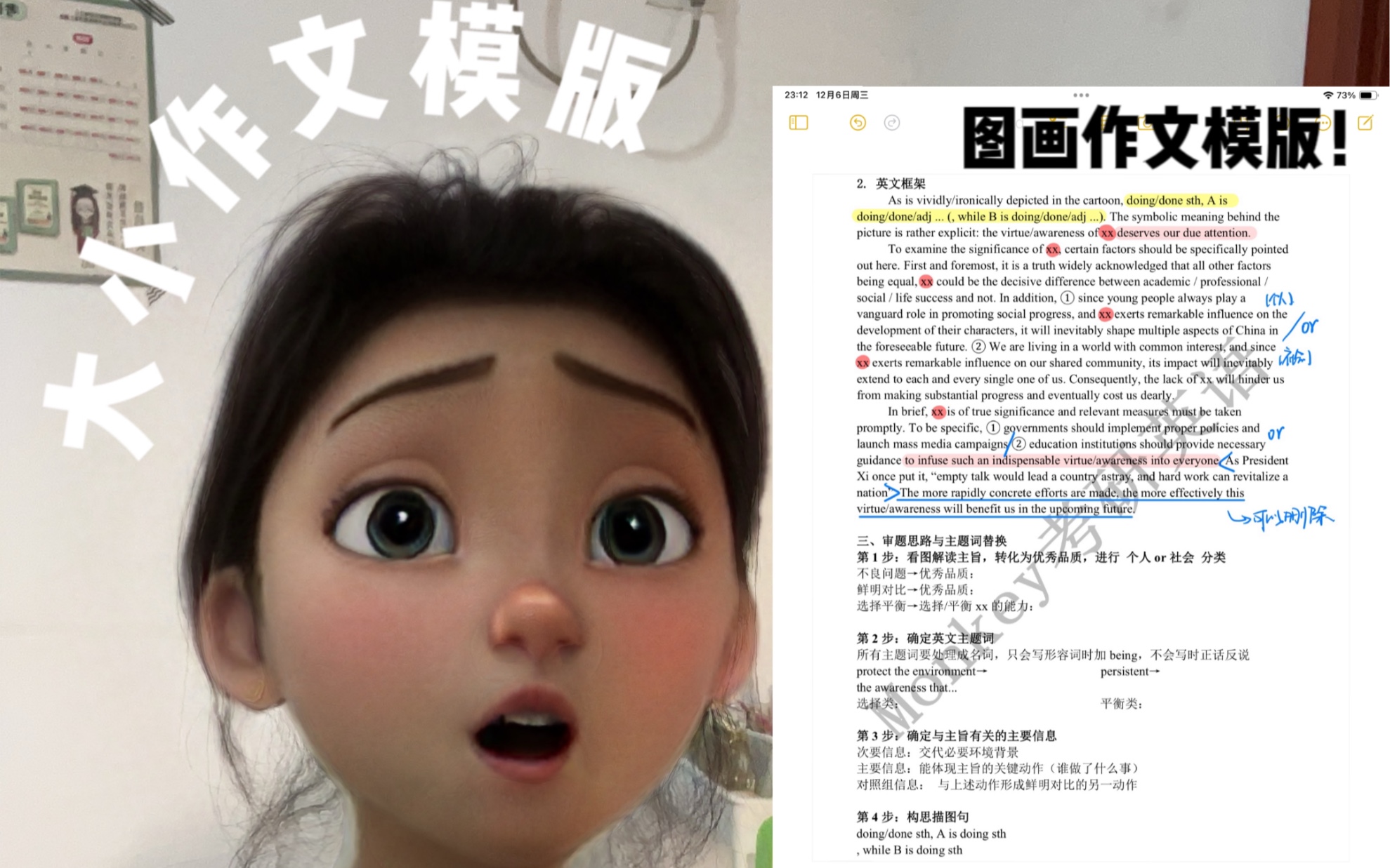 考研英语图画作文模版!monkey老师模版!五分钟学会套用!背了直接用冲冲冲!!哔哩哔哩bilibili