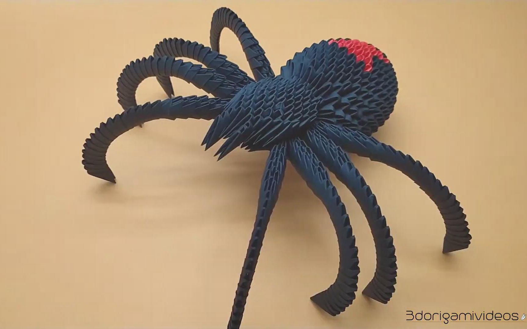 三角插工艺 教程 如何制作一个3d折纸黑寡妇蜘蛛