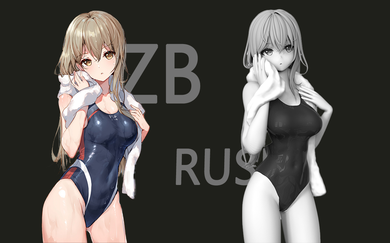 【zbrush人物雕刻】泳装二次元角色雕刻讲解,人体结构雕刻,zbrush角色