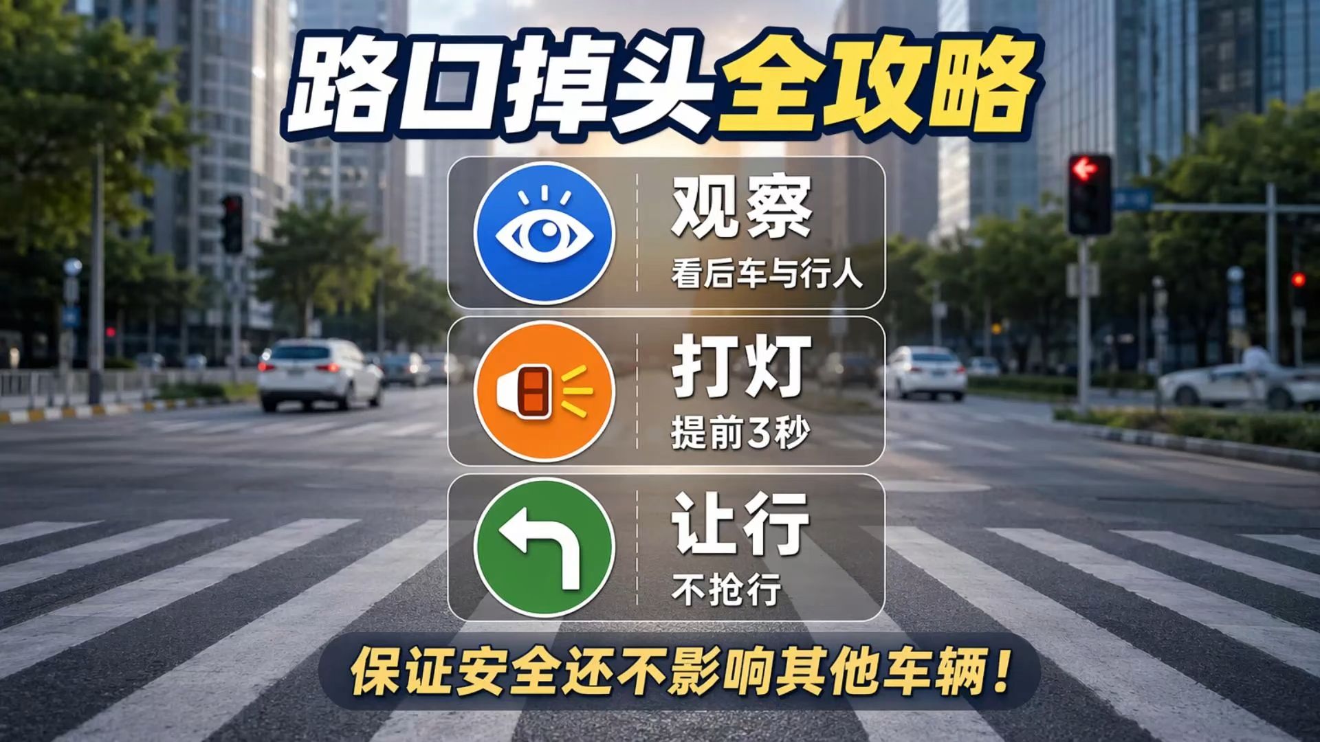 科目三路口掉头全攻略，保证安全还不影响其他车辆！