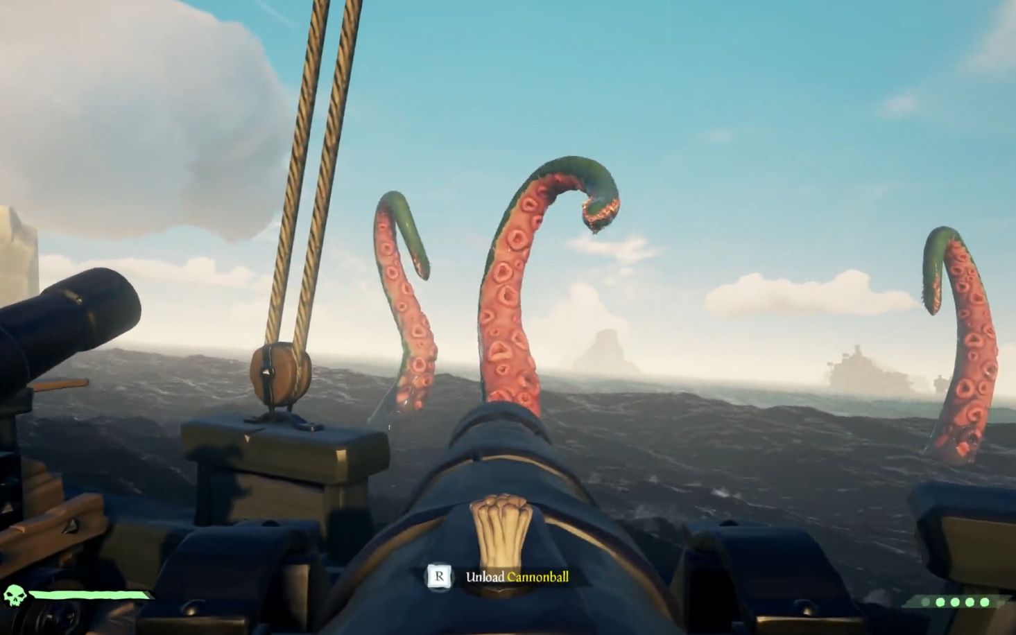 盗贼之海:大海怪从海底冒起,张开触腕,要吞掉楚河战船