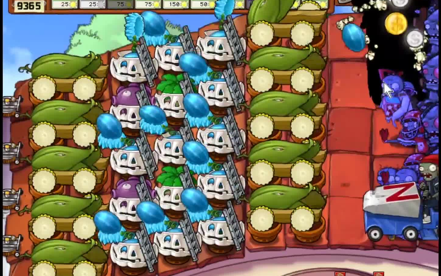 【pvz无尽阵型】屋顶无尽,十炮挂机阵最快的无尽冲关阵(平均一关4分钟