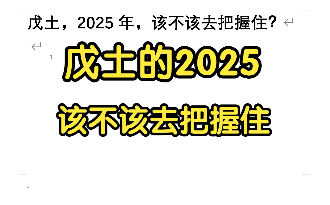 戊土,2025年,该不该去把握住?哔哩哔哩bilibili