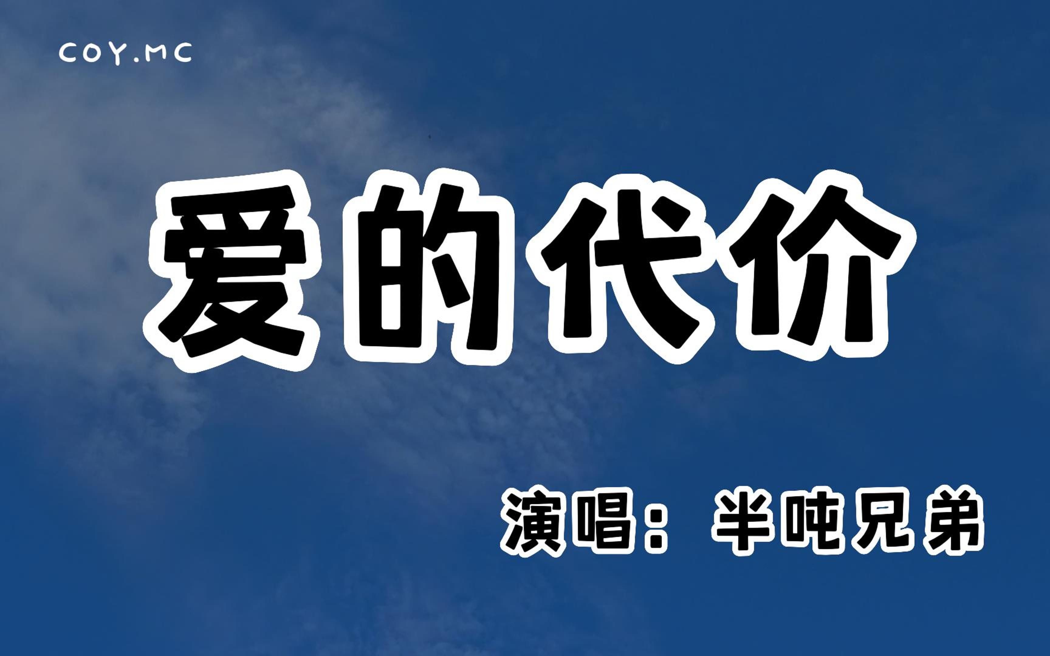 [图]半吨兄弟 - 爱的代价『也许我偶尔还是会想他 偶尔难免会惦记着他』【原唱：张艾嘉】（动态歌词/Lyrics Video/无损音质/4k）