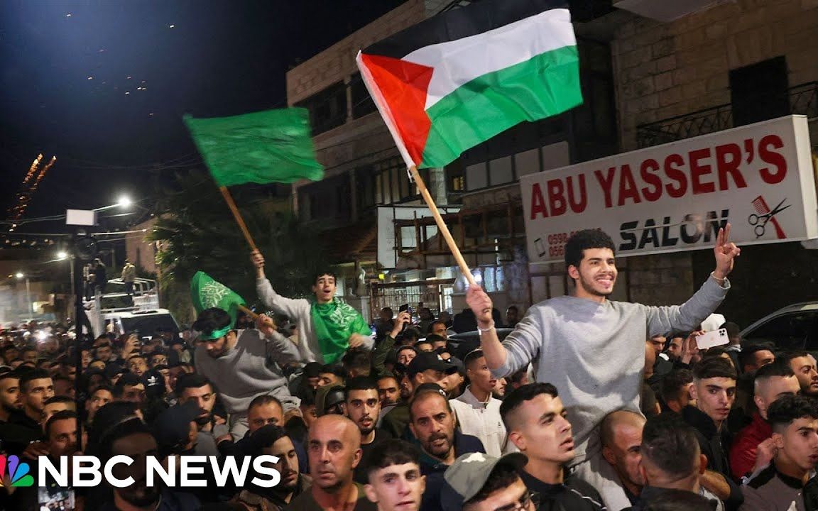 约旦河西岸庆祝以色列释放巴勒斯坦人