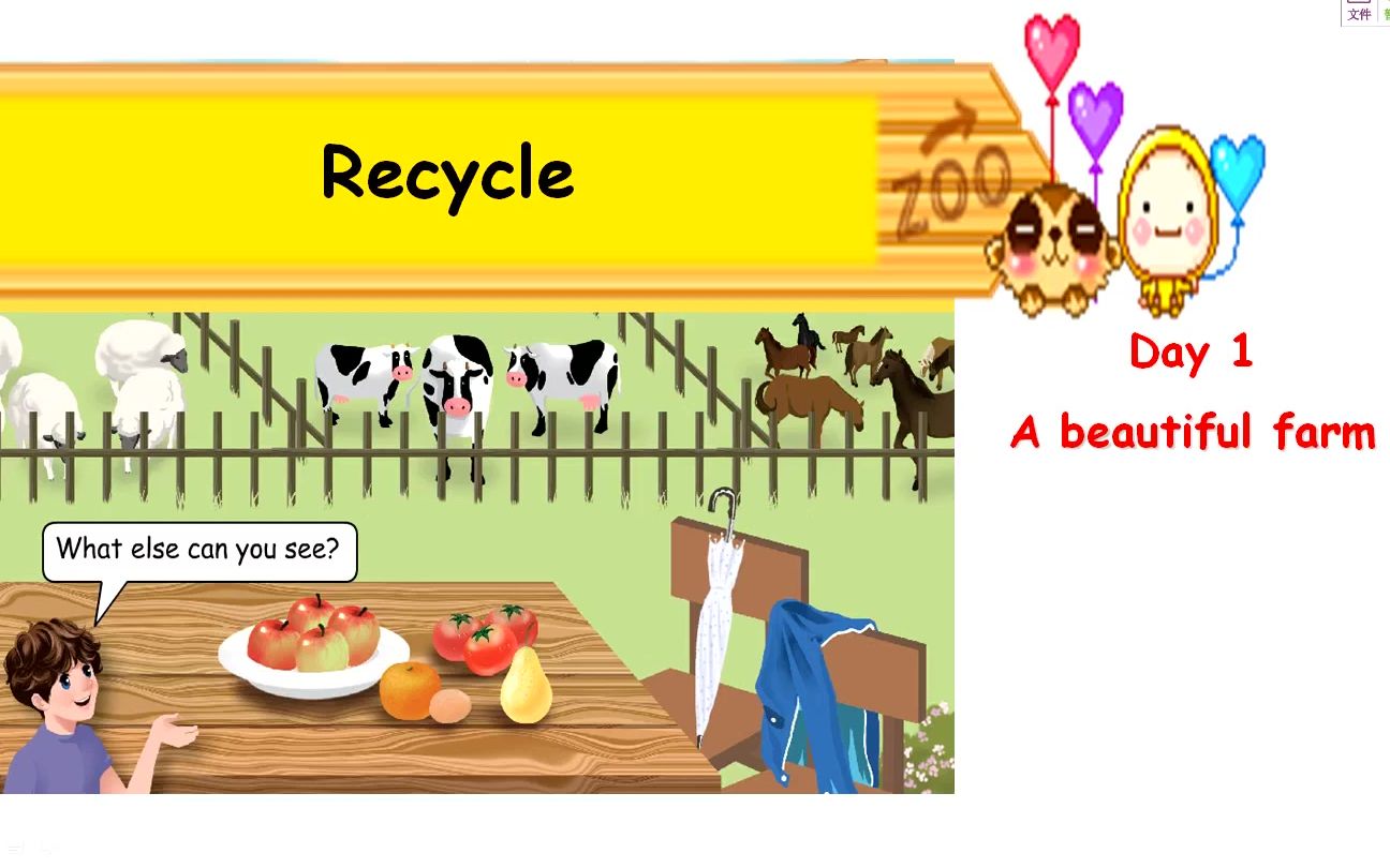 [图]小六英语05-09第五节《Recycle——Mike's happy days》Day1 A beautiful farm