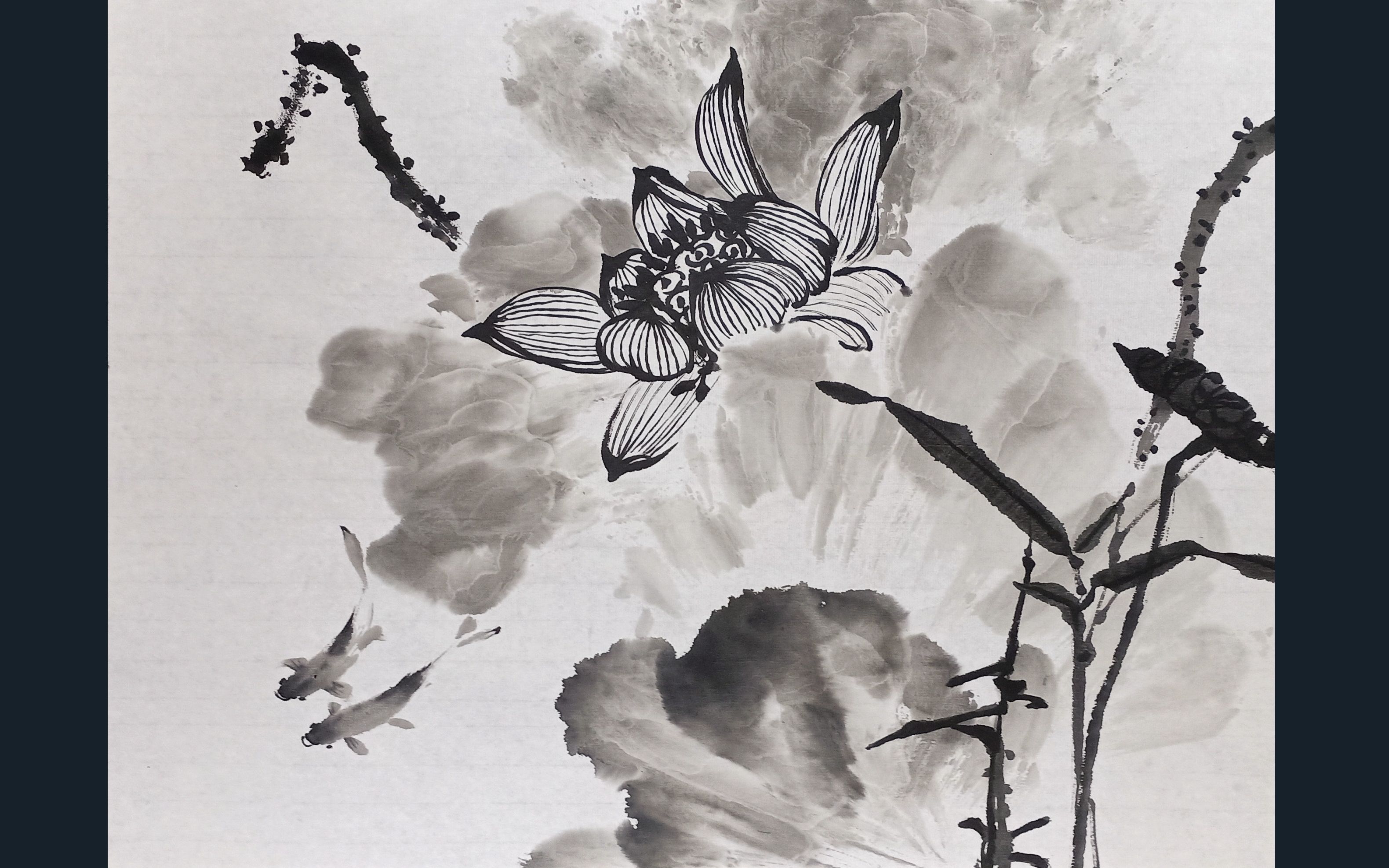 水墨写意风白荷清