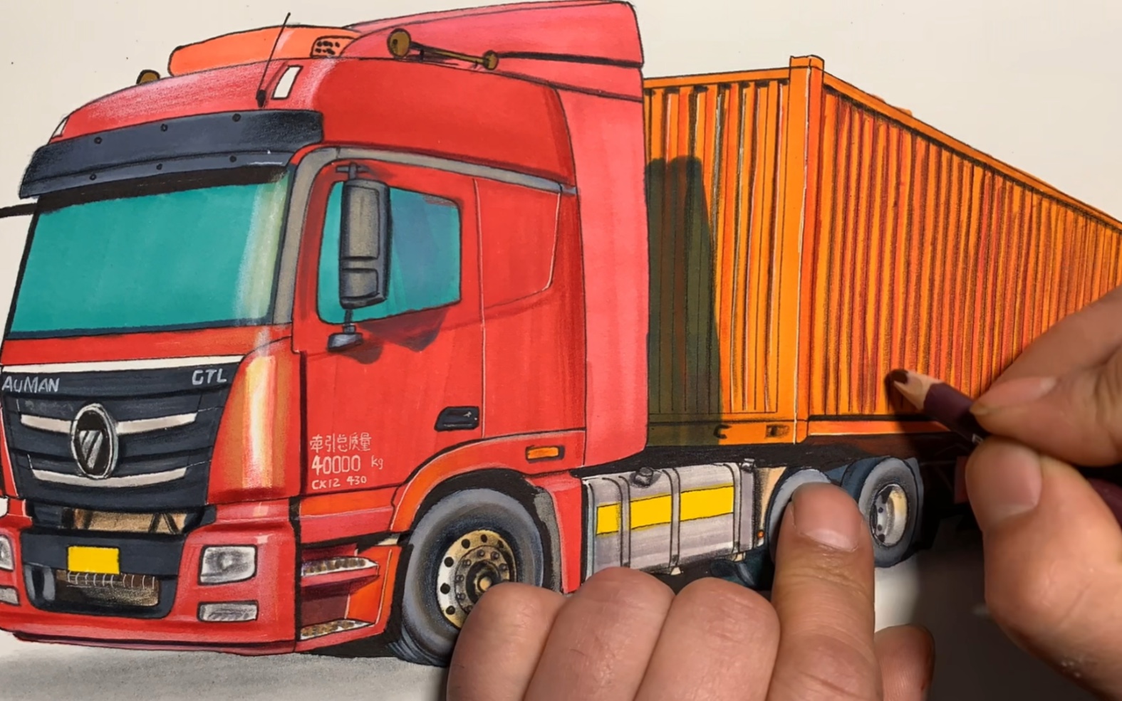 手绘福田欧曼半挂车,谢谢支持
