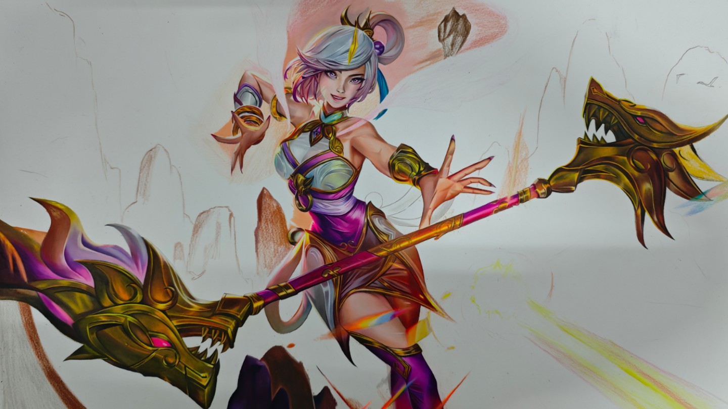 时间跨度一年还未完成的拉克丝彩铅手绘