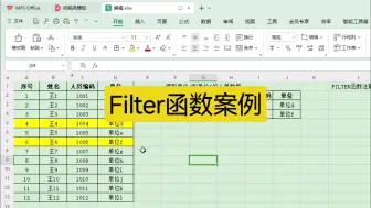 filter函数案例 wps表格 Excel表格