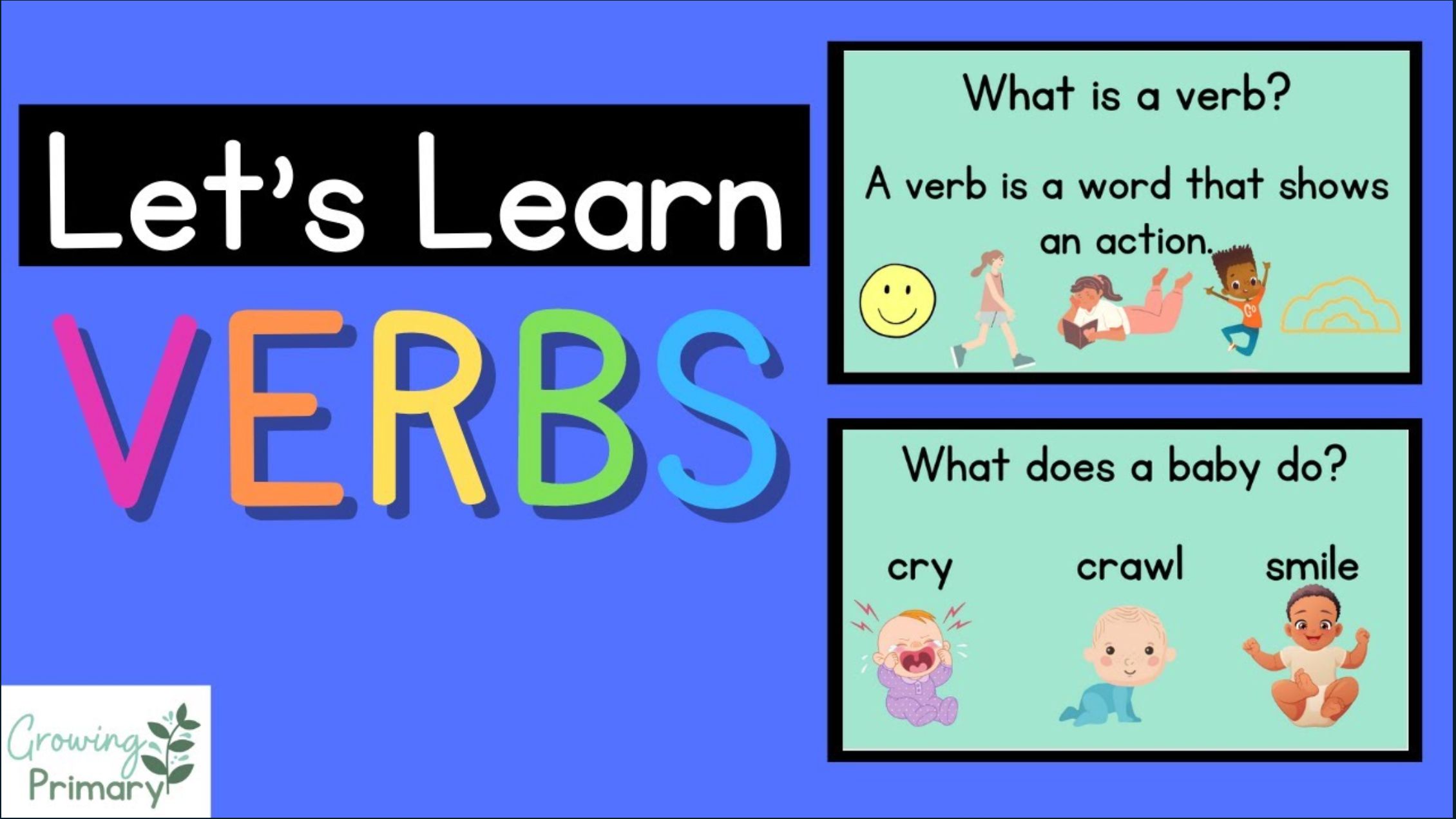 [图]【Growing Primary】什么是动词 verbs?｜用英语语言学习词性｜Parts of speech 英语的词性