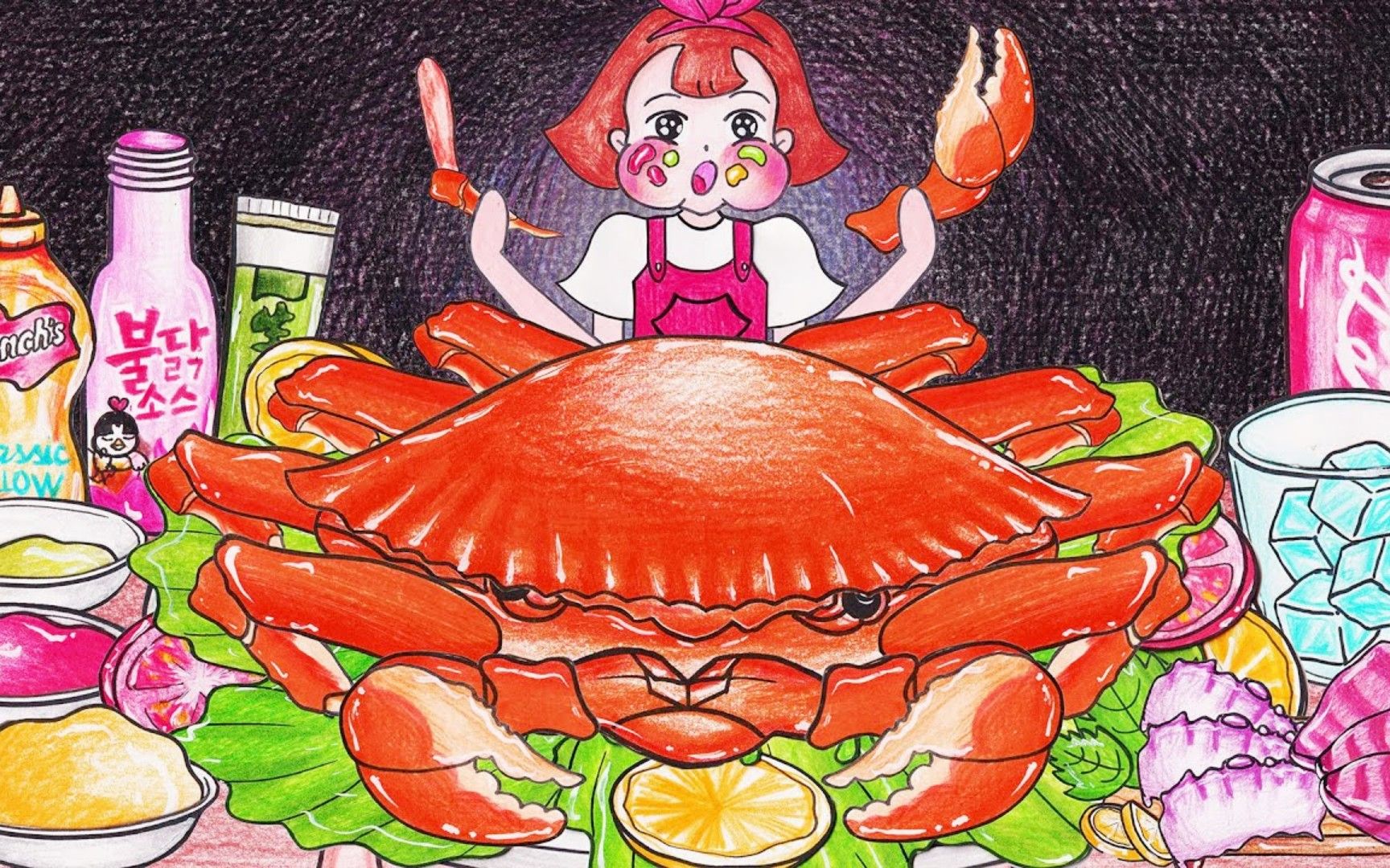 趣味定格动画:挑战全网最豪华的海鲜盛宴,一口一个吃的太爽了!