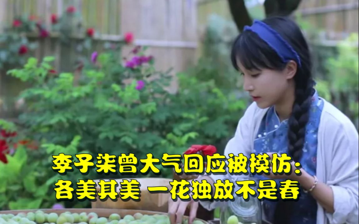 李子柒曾大气回应被模仿:各美其美,一花独放不是春哔哩哔哩bilibili