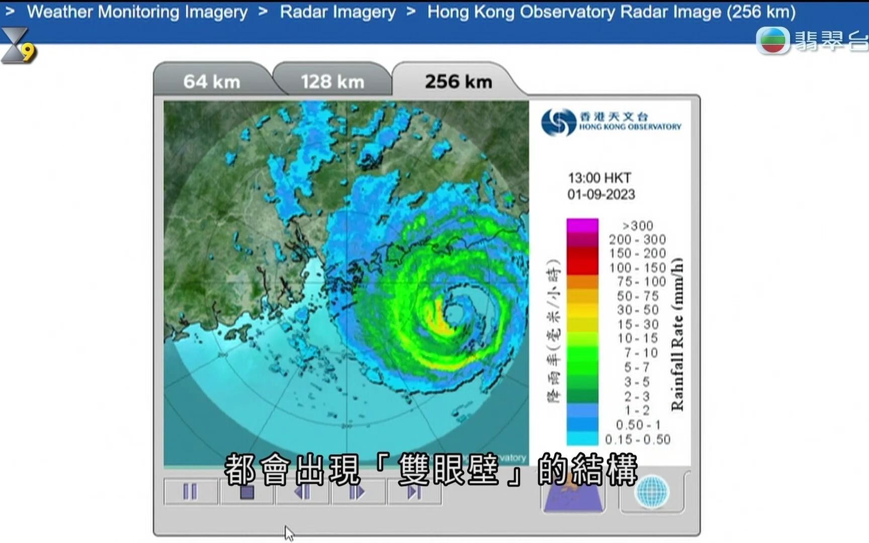 [图]TVB翡翠台《六点半新闻》台风“苏拉”报道，香港9号风球2023/9/1（广东有线恩赐版）