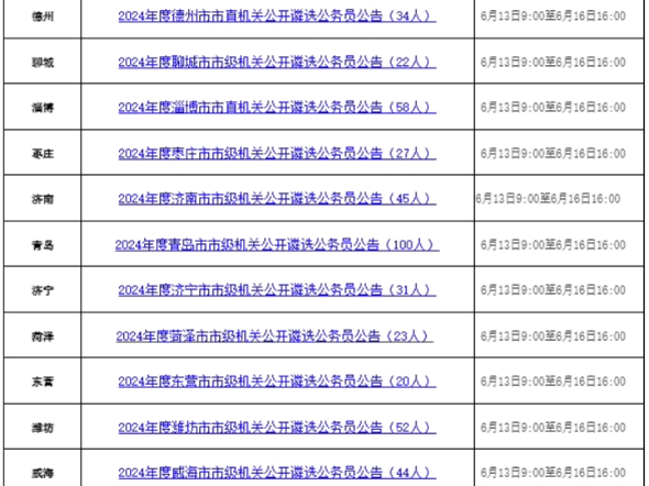 2024年山东省各地市公开遴选公务员公告已全部发布报名时间:2024年6月13日至6月16日笔试时间:2024年6月29日哔哩哔哩bilibili