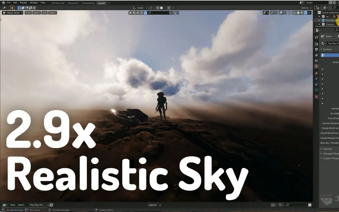 iBlender中文版插件 Pure Sky Pro 教程 逼真动态体积天空 云层 大气 环境 Blender 插件 教程哔哩哔哩bilibili