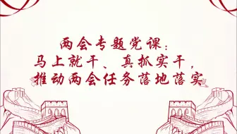 两会专题党课：马上就干、真抓实干，推动两会任务落地落实