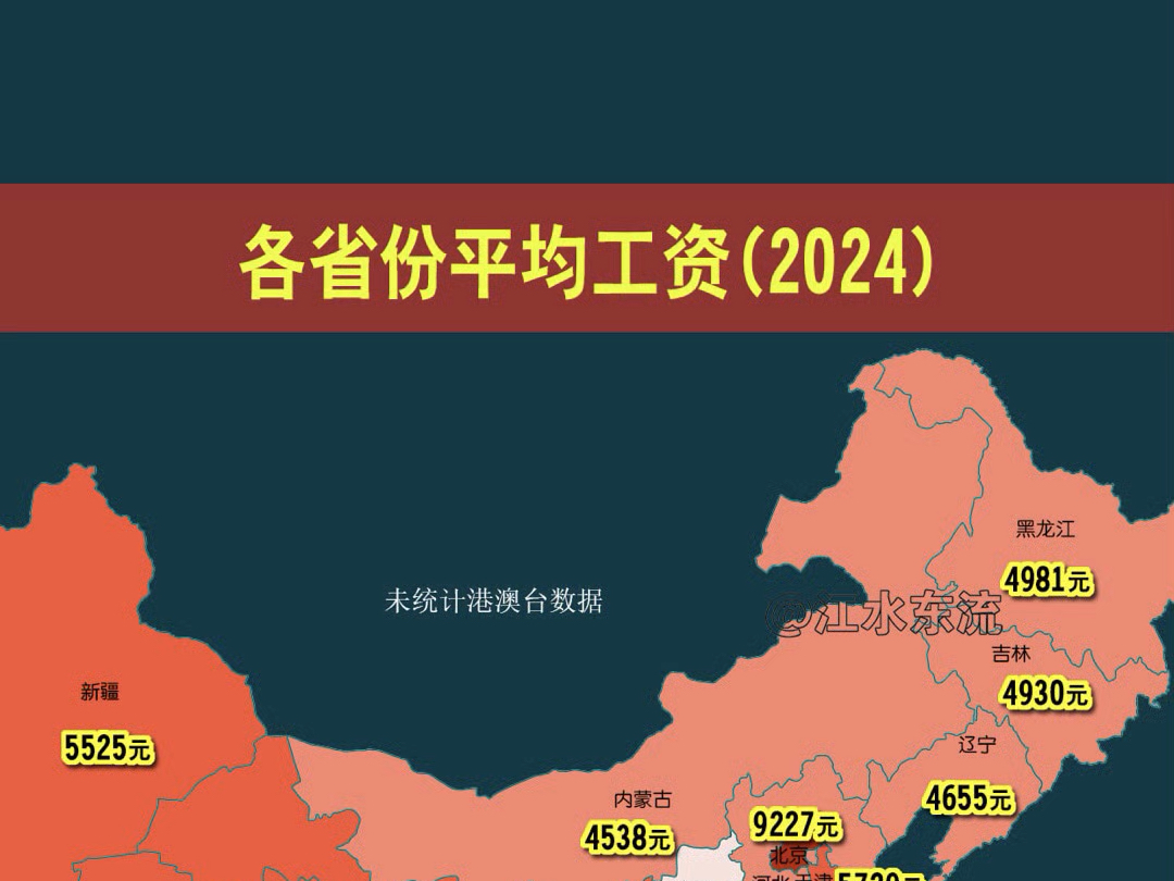 各省份平均工资(2024)!#平均工资 #工资 #数据可视化 #打工人哔哩哔哩bilibili