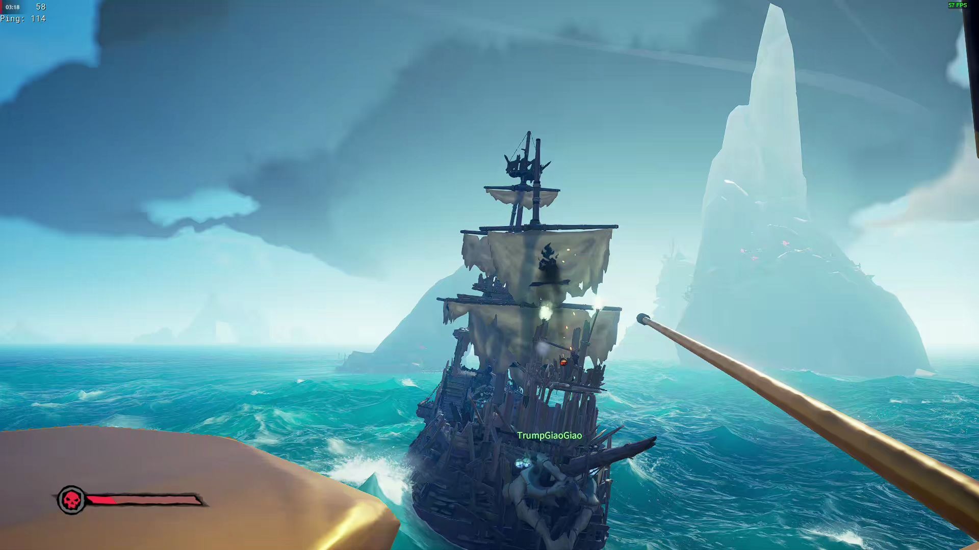 盗贼之海 没炮弹遇到了骷髅船