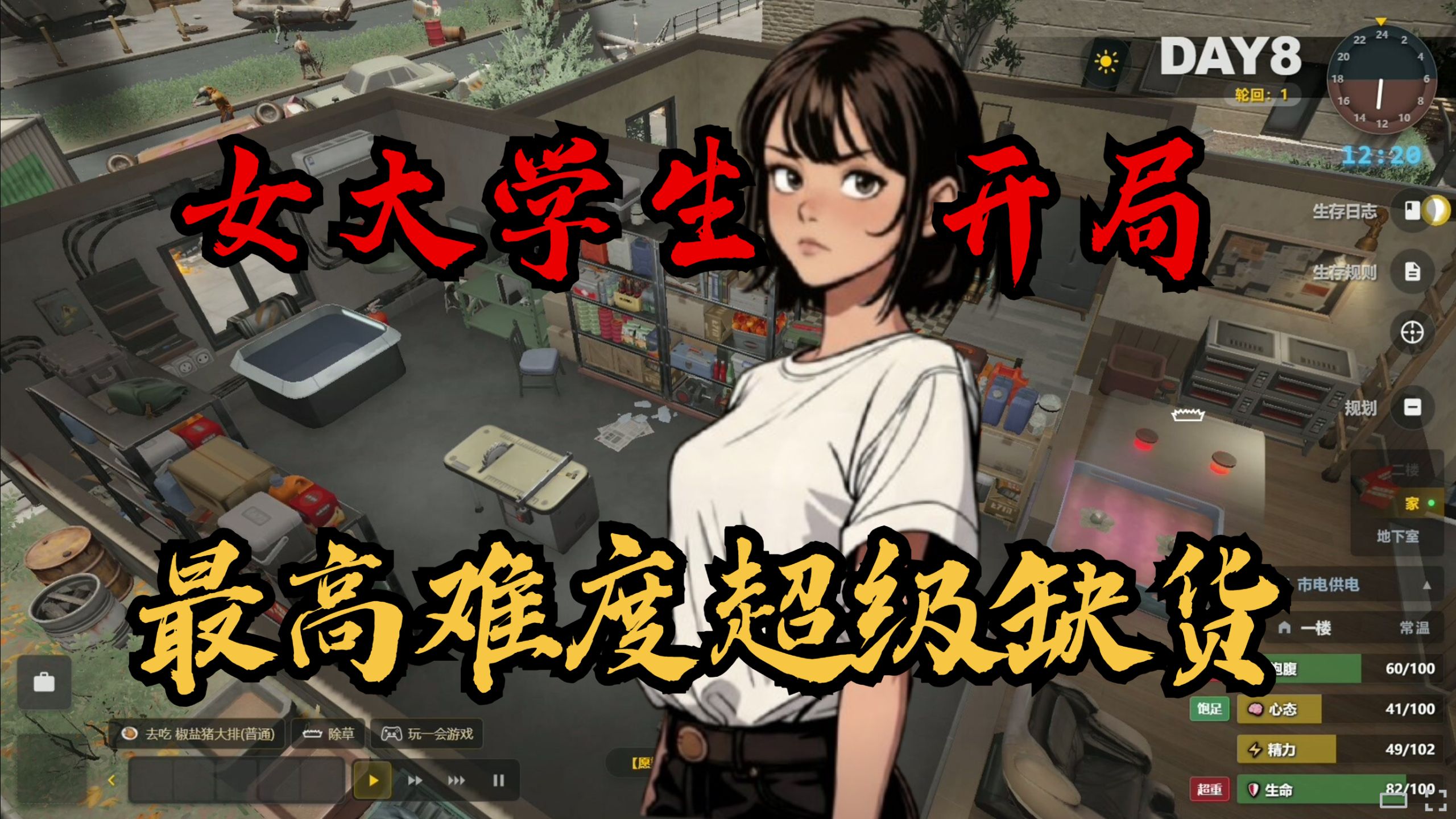 我是一名女大学生，意外穿越到末日丧尸病毒来临前夕。《生存日志》最高难度！！