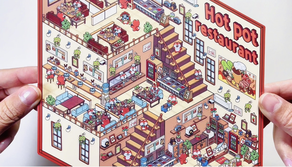 Use landscaping stickers to DIY a three-story hotpot restaurant~