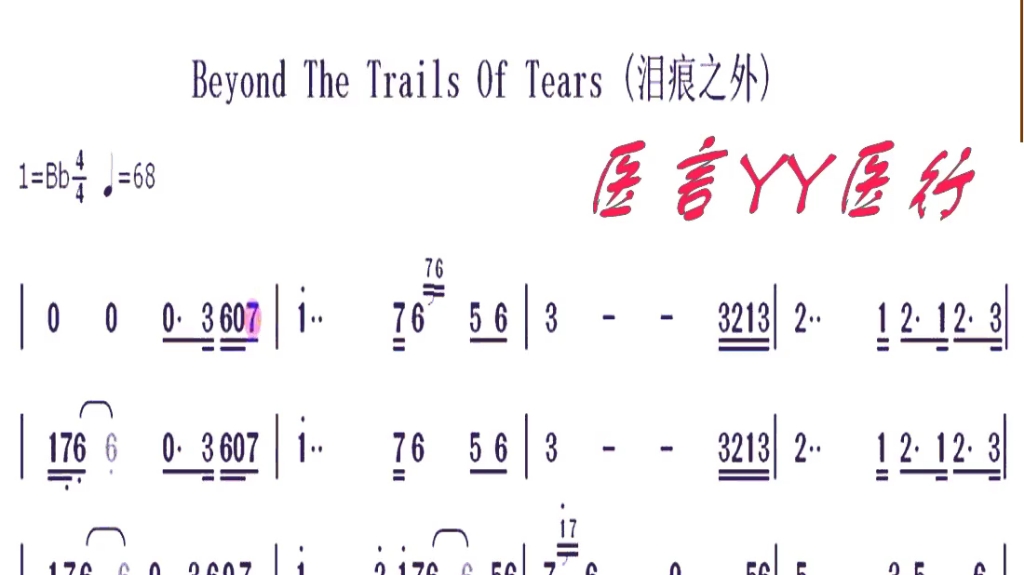 [图]《泪痕之外》bB调，动态乐谱伴奏视频