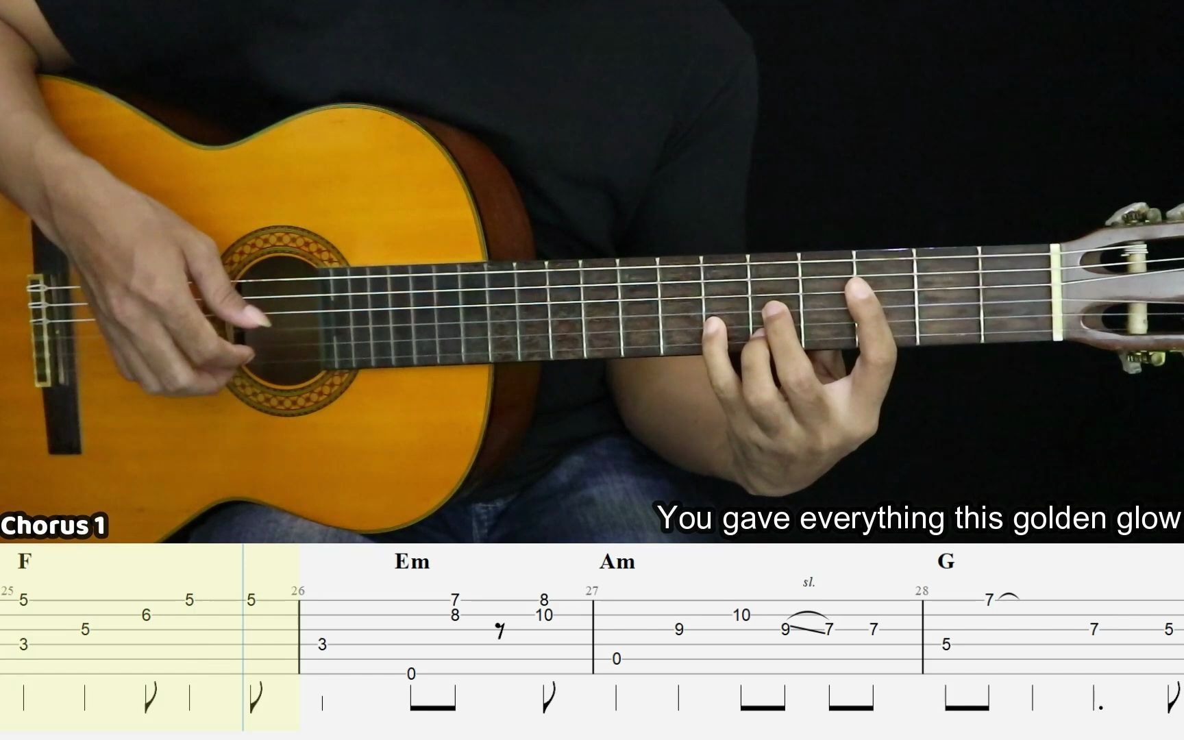 [图]Let Somebody Go - Coldplay, Selena Gomez - Fingerstyle Guitar Tutorial