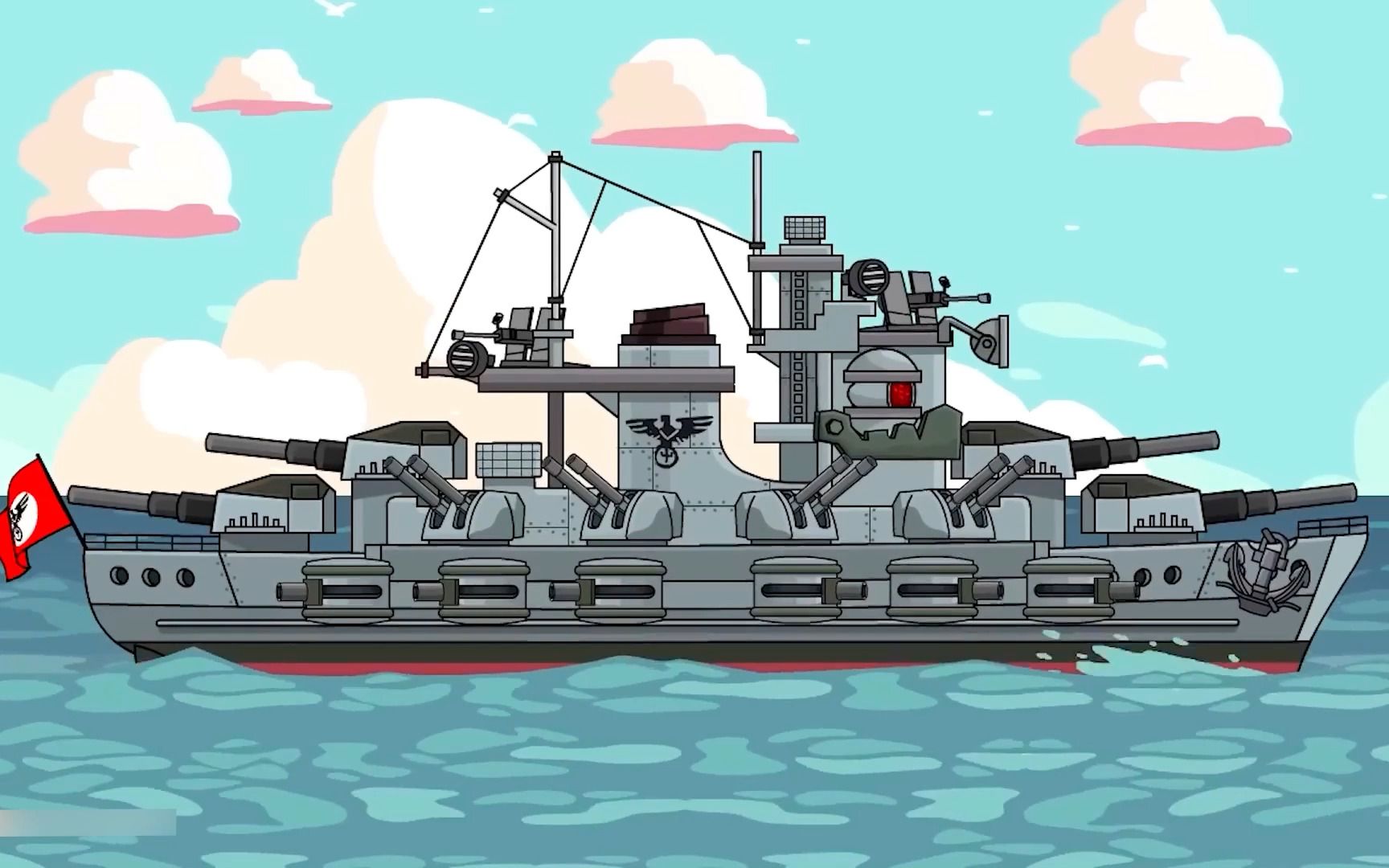 坦克动画,苏联战舰,鱼雷艇,飞机,大战德军提尔皮茨号战列舰