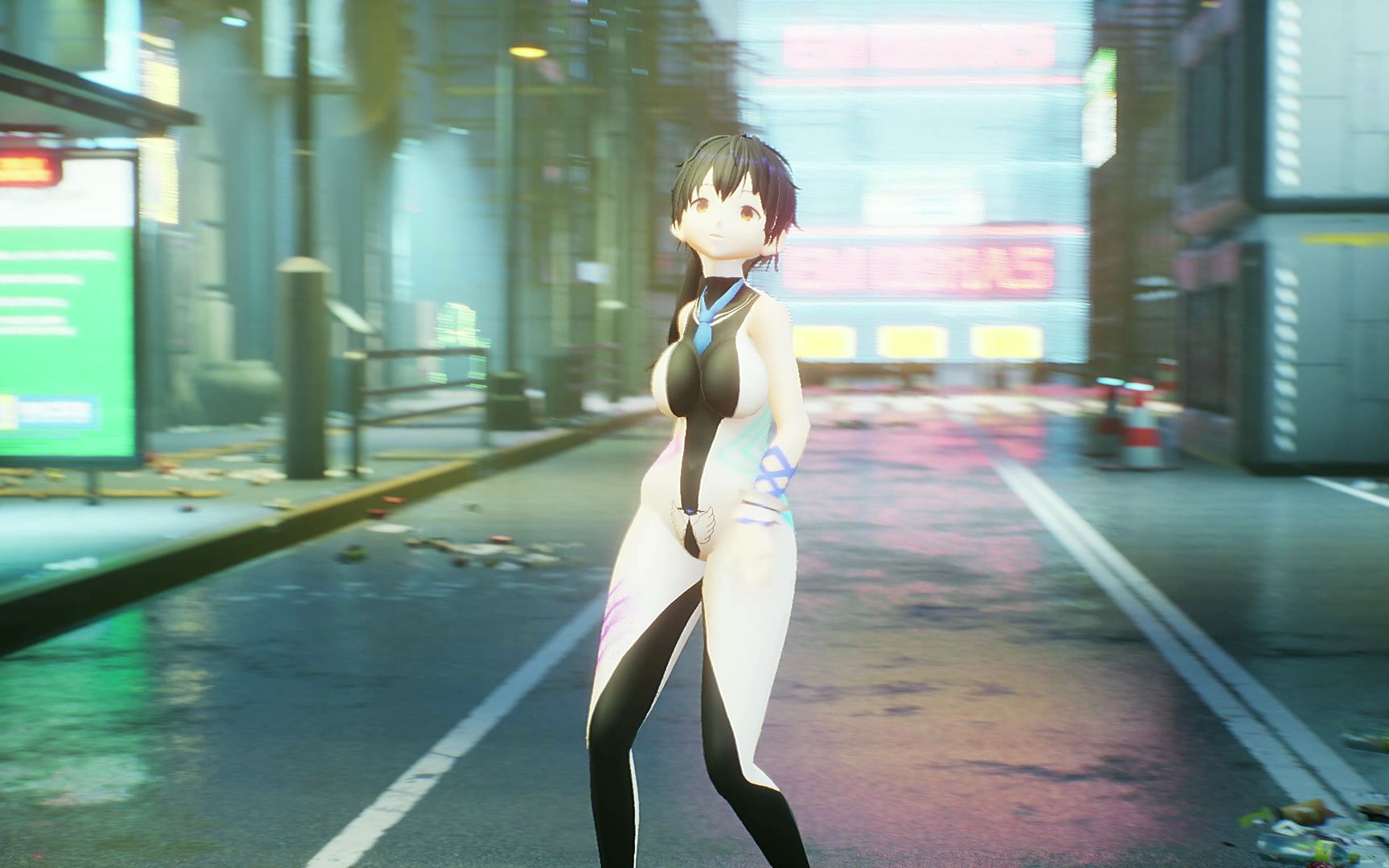 【mmd 4k】紧身战衣动漫美女热舞赛博朋克风(原创模型,虚拟主播,vrm