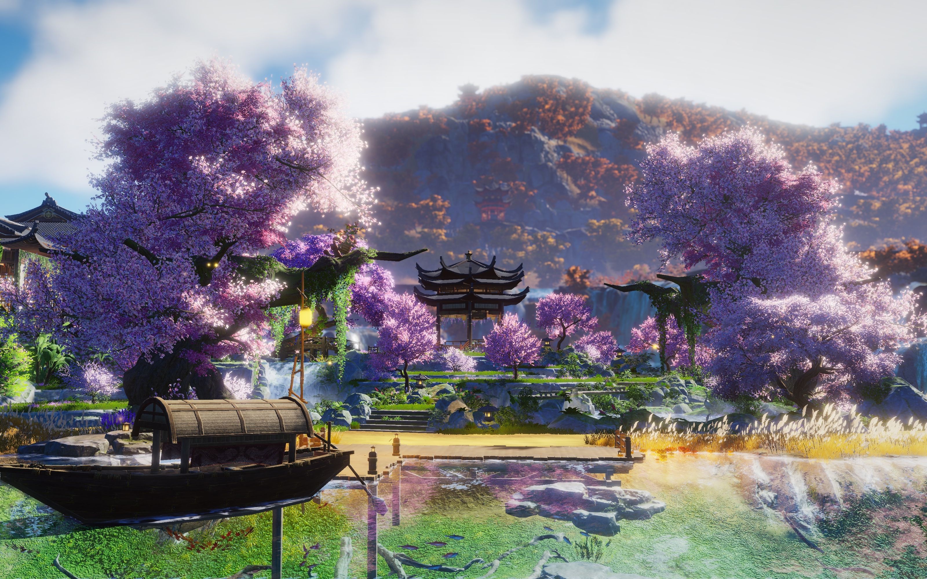 剑网三家园十三周年福利蓝图4k全地皮适用【梨丘】春夏秋冬四个颜色