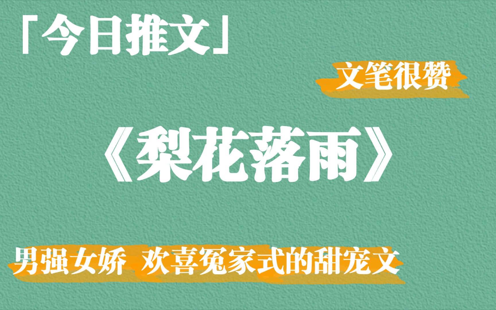 《梨花落雨》男强女娇,欢喜冤家式的甜宠文,都去给我看这绝世大甜文!哔哩哔哩bilibili