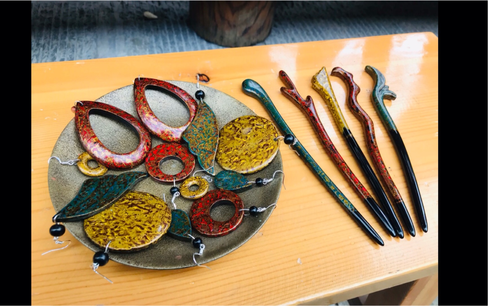 大漆工艺——簪子 耳饰