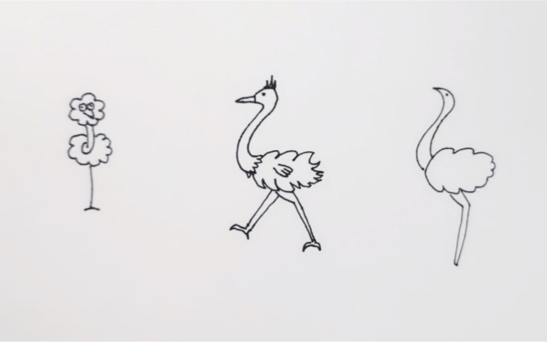 【简笔画】3种画鸵鸟的方法_哔哩哔哩 (゜-゜)つロ 干杯~-bilibili