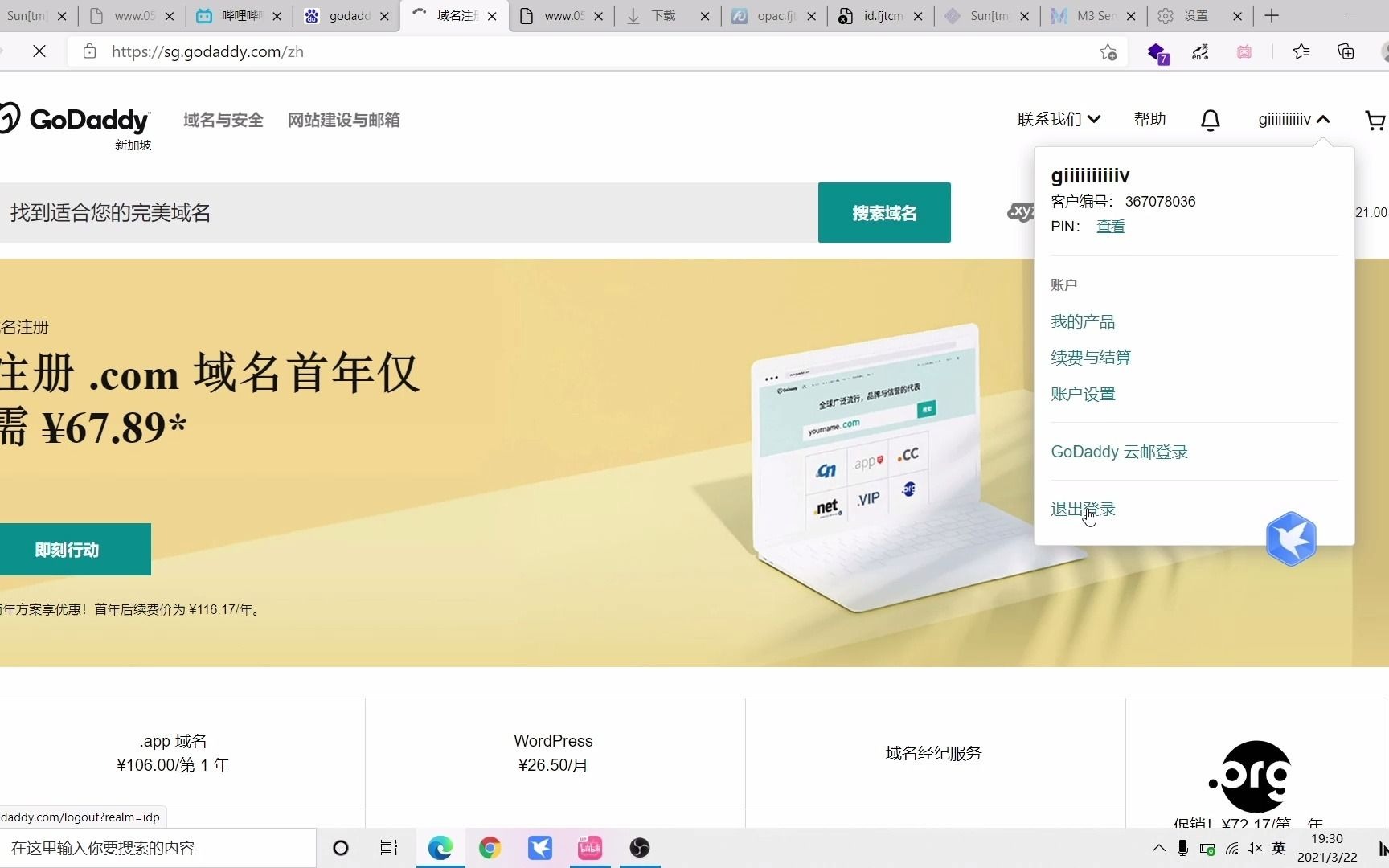 godaddy域名购买(记得快进,懒得剪辑)