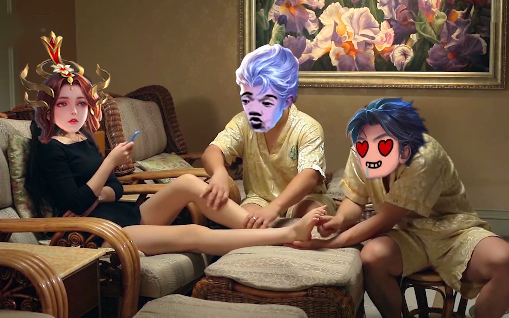 活动作品峡谷大宝剑曜和铠爹给莫邪按摩