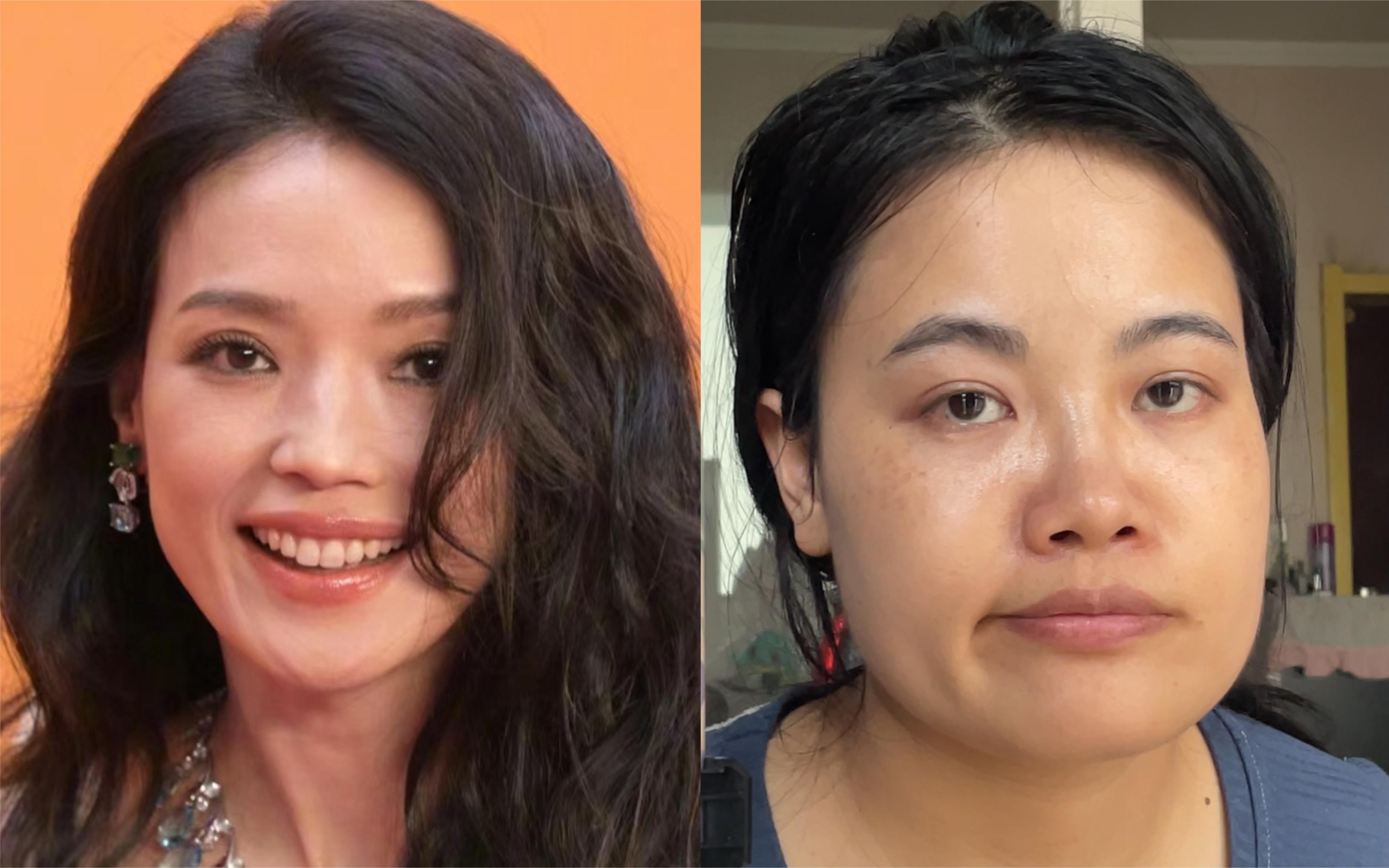 当大方脸尝试舒淇慵懒随性妆.