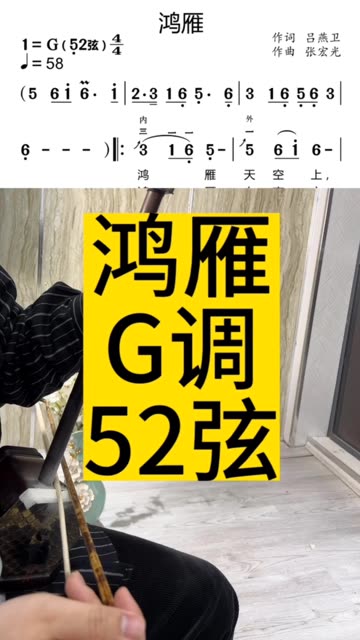 鸿雁 g调52弦 二胡动态指法