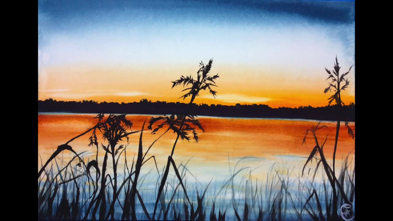 水彩搬运 ▏入门课之湖边黄昏