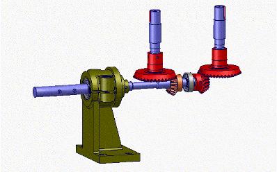 机械原理动画第102集:一组锥齿轮传动机构
