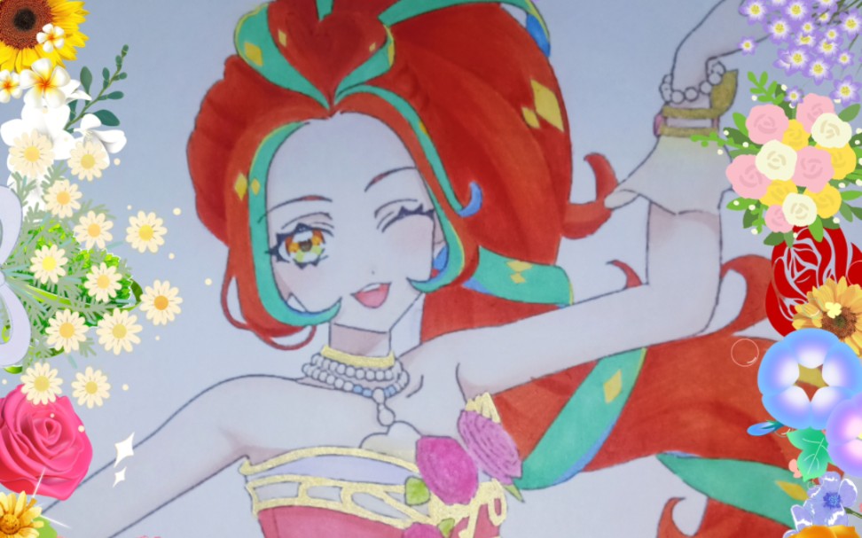 偶像活动rose华美玫瑰礼服线稿上色!