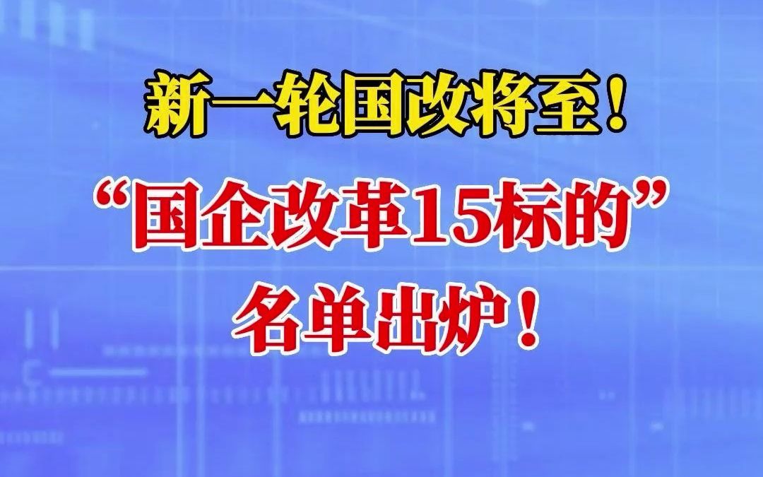 新一轮国改将至!“国企改革15标的”名单出炉!哔哩哔哩bilibili