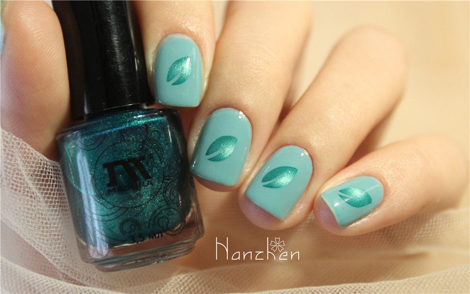 【hanzhen】绿色系美甲,磁性绿叶美甲