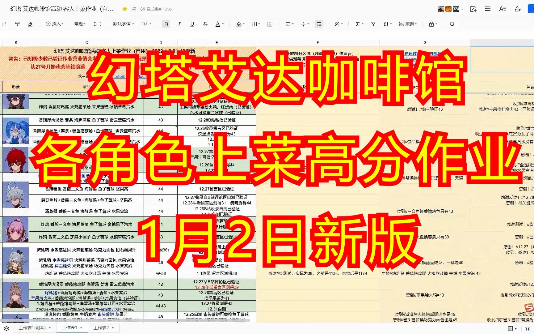 【幻塔】(v1.2)艾达咖啡馆高分上菜作业文档分享 1月2日更新背景图重传攻略