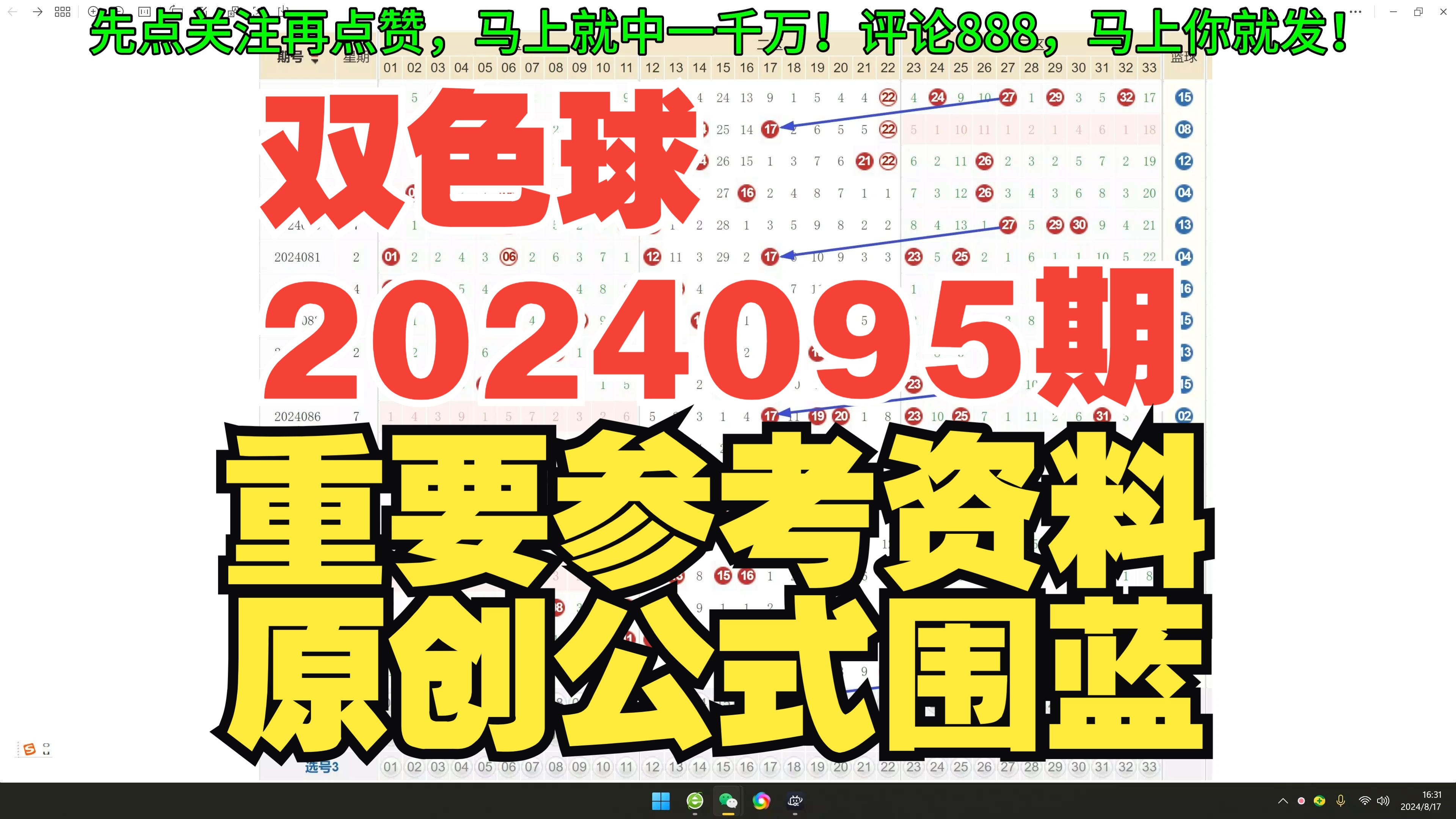 双色球2024095期重要参考资料 六哥有数原创公式围蓝 杀号 独家走势分析 尾数推荐 历史开奖记录参考哔哩哔哩bilibili