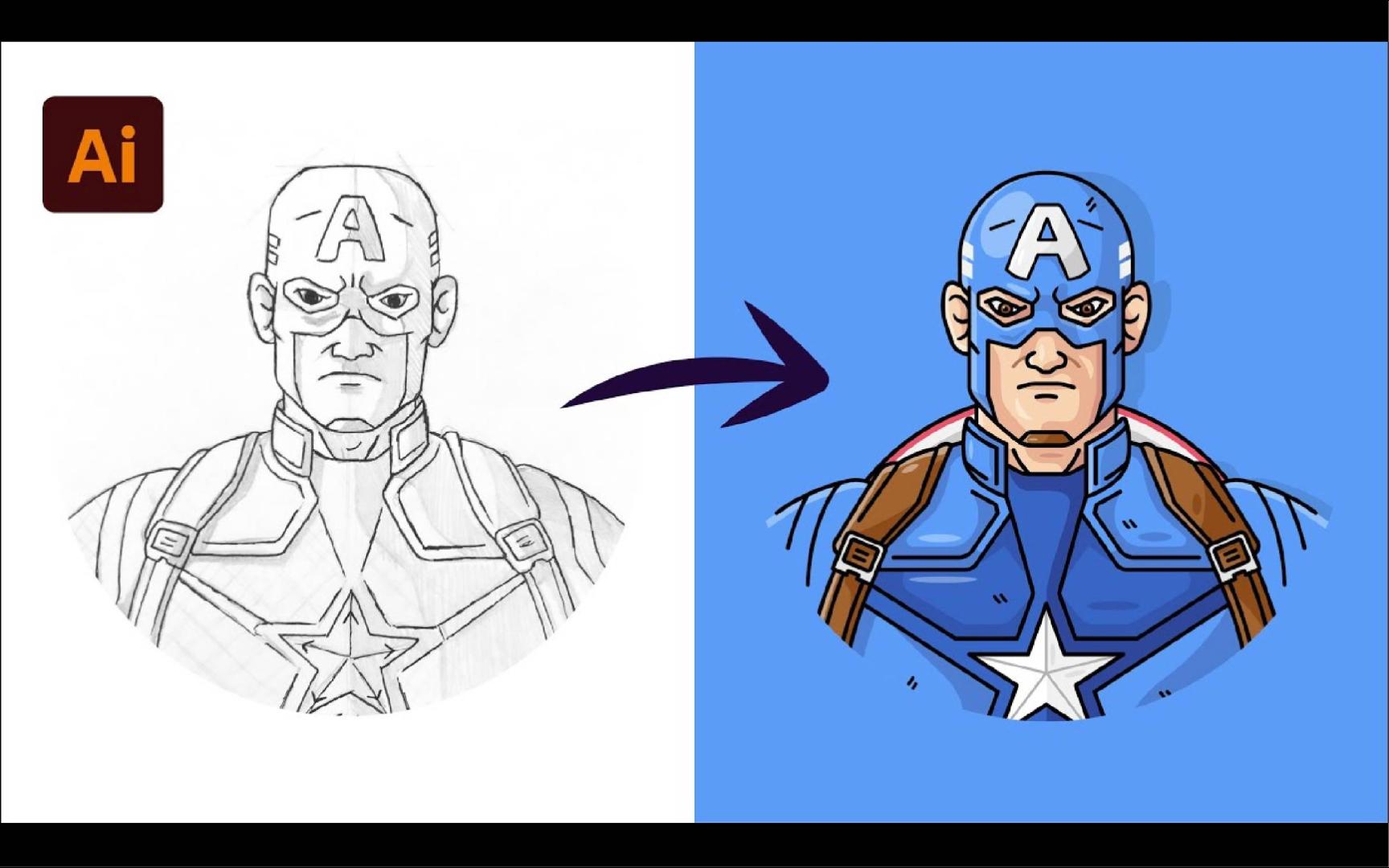 adobe illustrator教程:从草图绘制美国队长