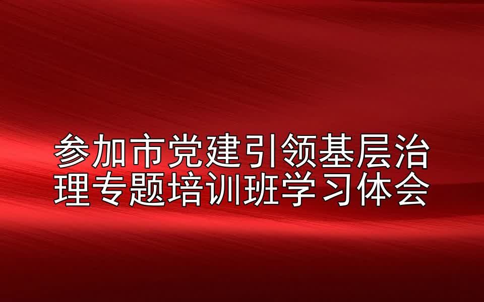 参加市党建引领基层治理专题培训班学习体会哔哩哔哩bilibili